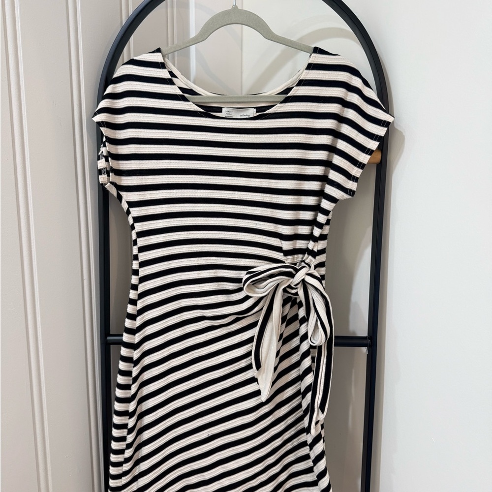 Anthropologie Saturday/Sunday Yael Black & White Striped Knit Dress.